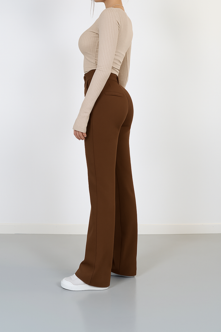 Moderne Damenhose mit hoher Taille, geradem Bein. Kombinierbare Hose in vielen Farben.