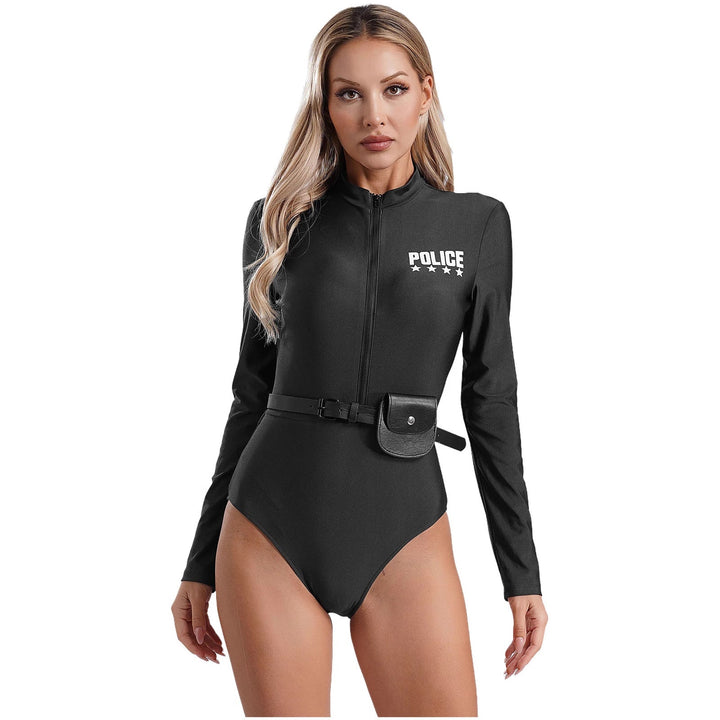 Bequemes figurbetontes Damen Polizeikostüm Langarm für eine stilvolle Halloween & Karneval Verkleidung.