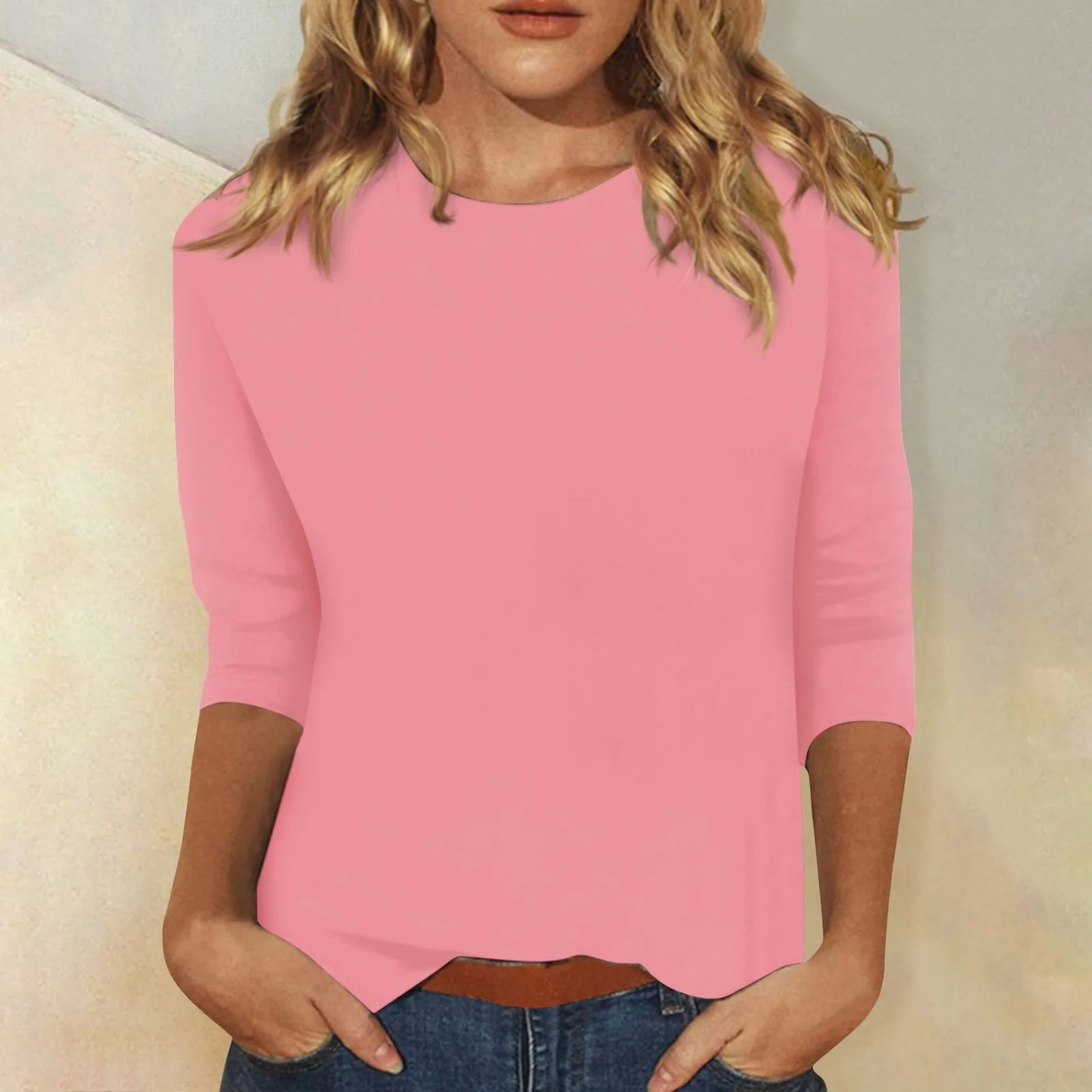 Elegantes Damen Langarmshirt Ava mit Rundhals für vielseitige Casual- und Business-Looks im Frühling & Herbst.