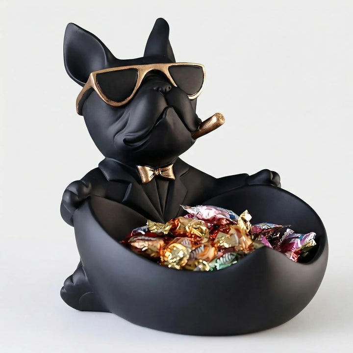 Moderne Bulldoggen Tierfigur mit Ablageschale, stilvolle Wohndekoration und praktisches Deko-Element für Ihr Zuhause.