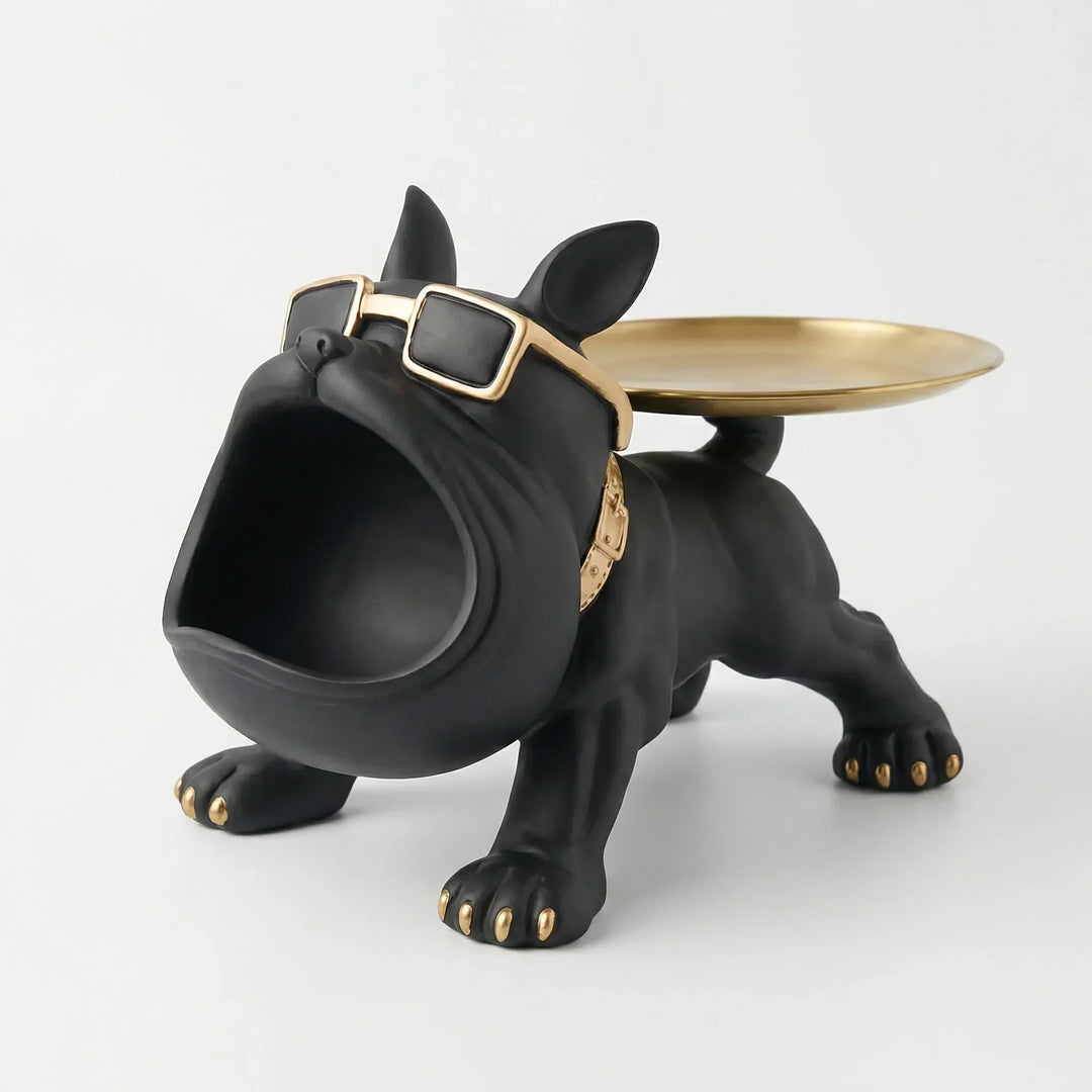 Design-Organizer in Form einer Französischen Bulldogge. Modernes Deko-Objekt und praktische Schlüsselablage.