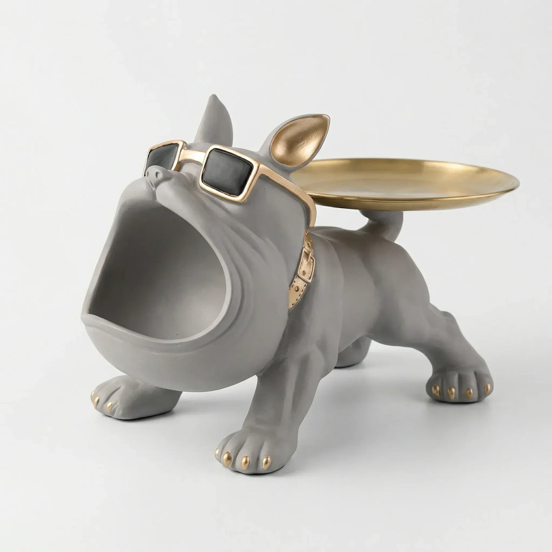 Vielseitige Bulldogge Figur als Wohndeko und Aufbewahrung. Passt perfekt in jeden modernen Wohnraum.