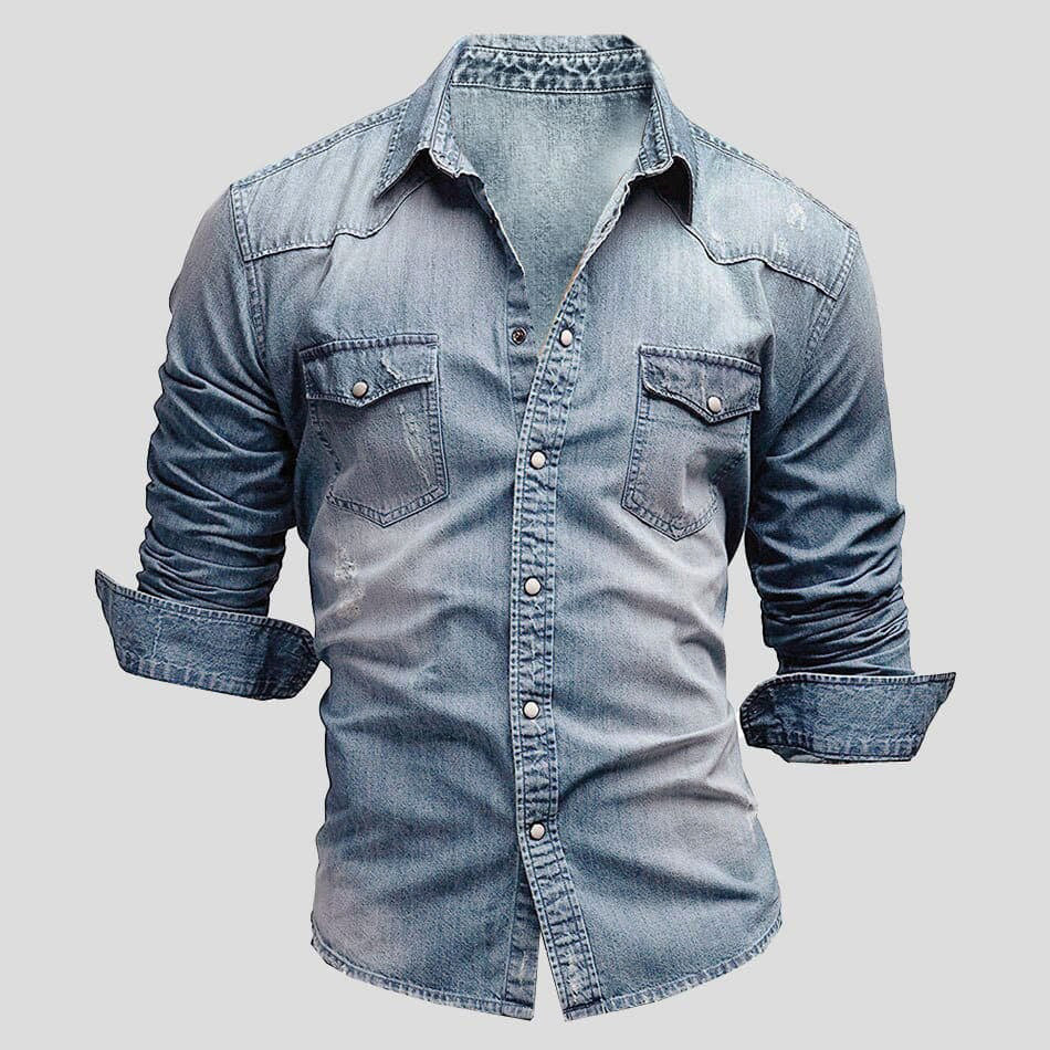 Herren Langarm-Freizeitshirt mit Druckknöpfen und Brusttaschen. Lässig, vielseitig und modern für den Alltag.