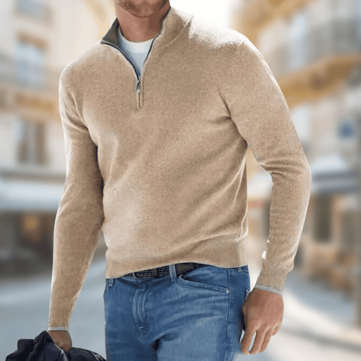 Casual Herrenpullover mit Zip-Kragen, langärmelig und vielseitig kombinierbar für jede Gelegenheit.