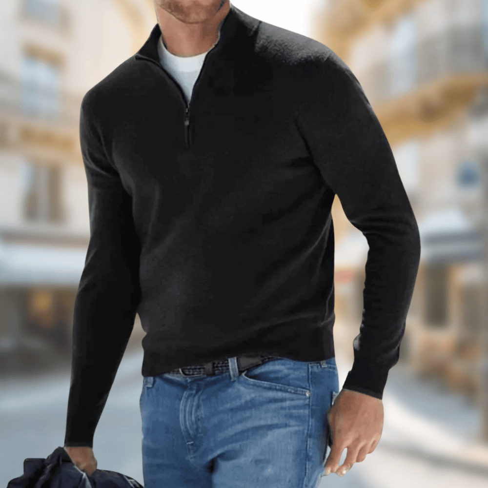Stilvoller & komfortabler Herrenpullover mit halbem Reißverschluss, perfekt für Freizeit & Alltag.