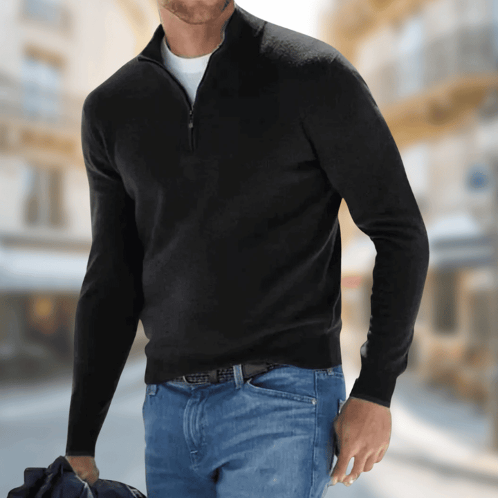 Stilvoller & komfortabler Herrenpullover mit halbem Reißverschluss, perfekt für Freizeit & Alltag.