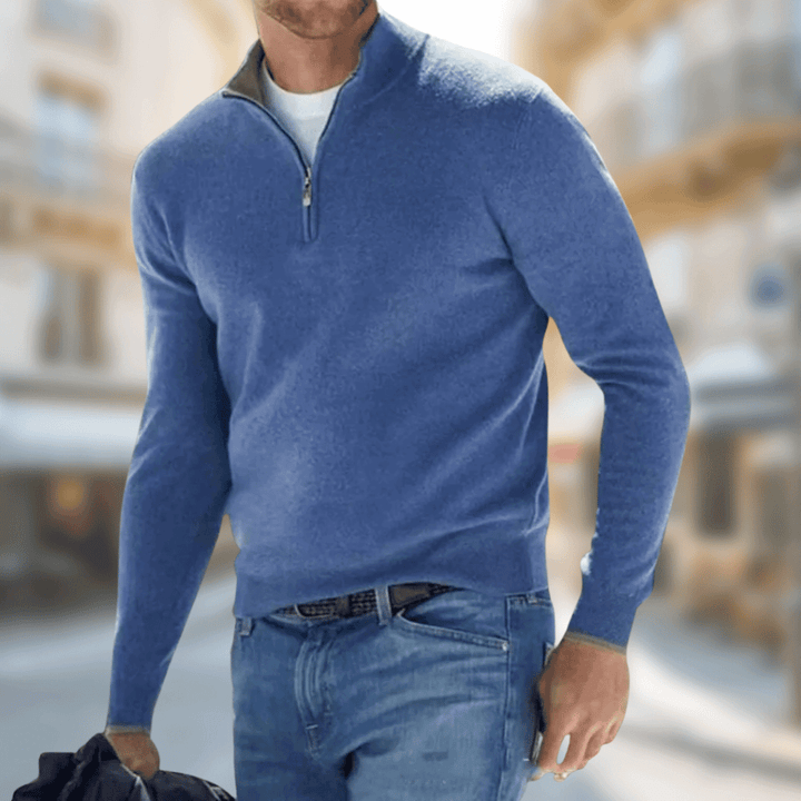 Herren Freizeitpullover mit Reißverschluss am Kragen, ideal für entspannte Tage.