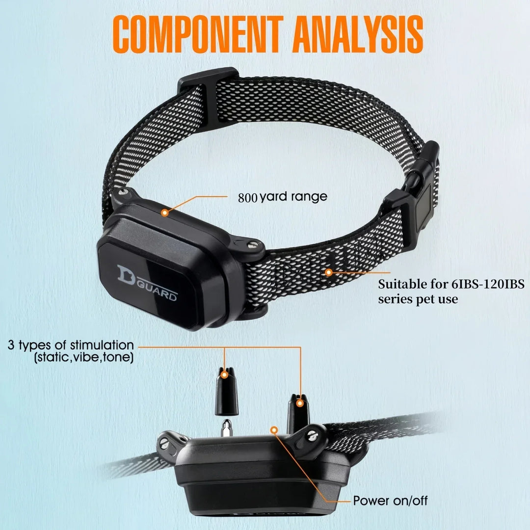 Nahaufnahme des schwarzen Nylon-Hundehalsbands mit Signal- und Vibrationsmodul für Training. Wasserdicht.