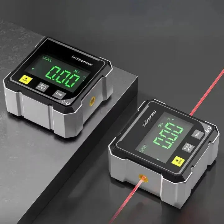 Winkelmesser digital mit Magnetfuß für stabiles Anhaften an Metallflächen; ideal für Bau & Werkstatt.