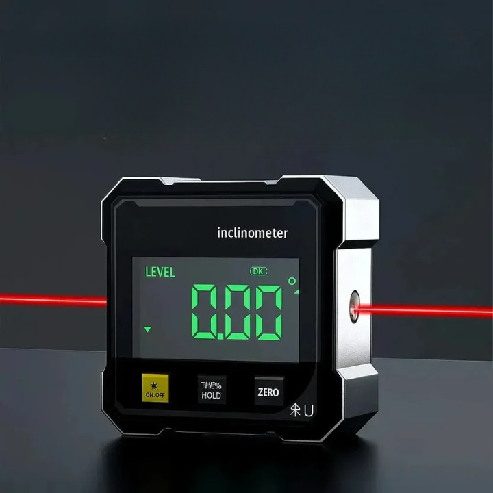 Digitaler Neigungsmesser mit klarer Anzeige und Laser, ideal als Messgerät für Heimwerker.