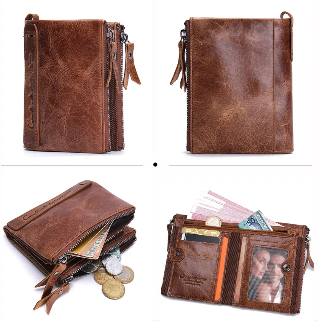 Doppelreißverschluss Portemonnaie, Unisex, ideal als Geschenk, in stilvollem & kompaktem Design.