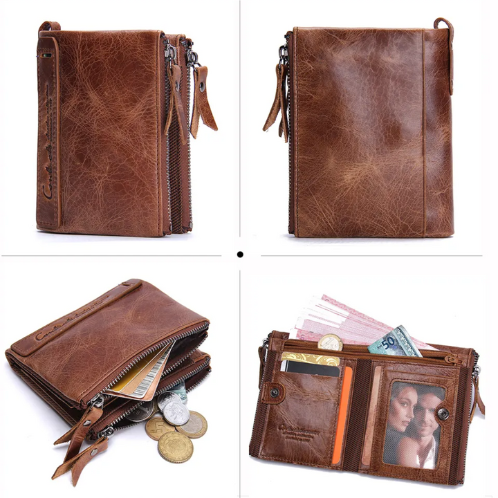 Doppelreißverschluss Portemonnaie, Unisex, ideal als Geschenk, in stilvollem & kompaktem Design.