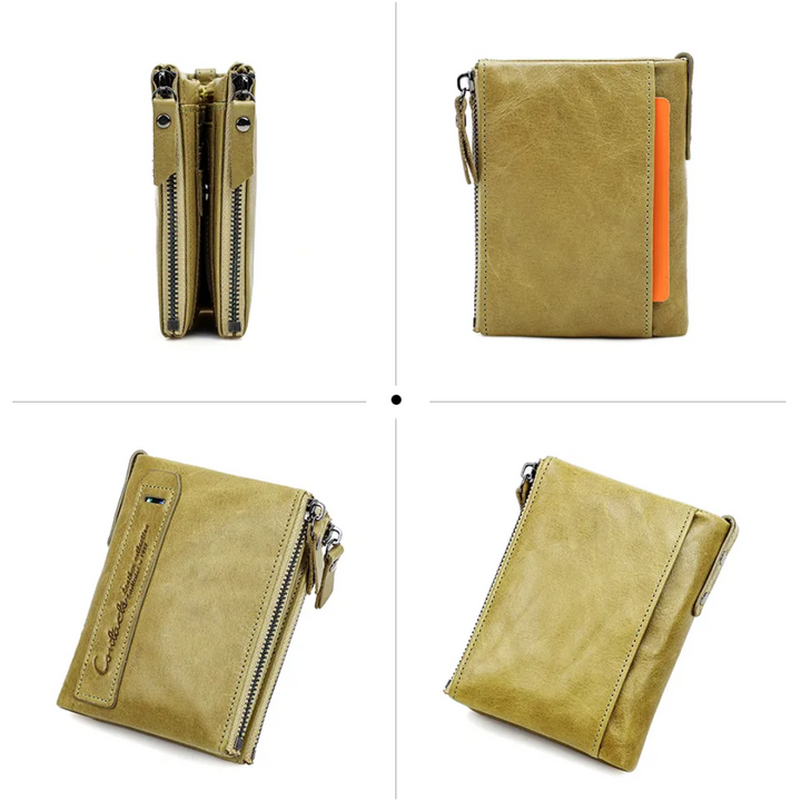 Kompakte Unisex Brieftasche mit Doppelreißverschluss, schlankes Design, praktisch & modern.