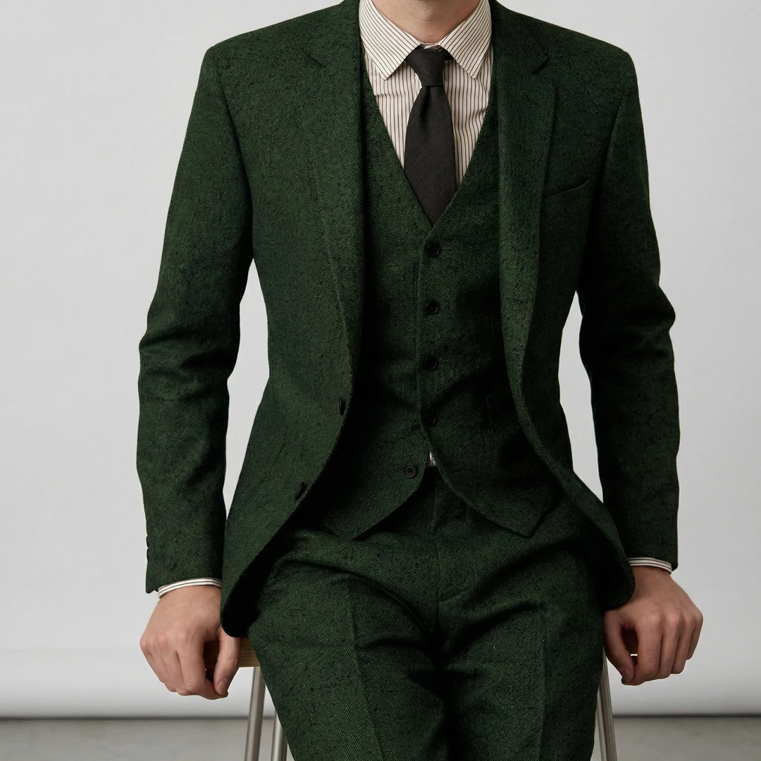 Hochwertiger Herren Dreiteiler Anzug Slim-Fit. Vielseitig für Business & Feierlichkeiten.