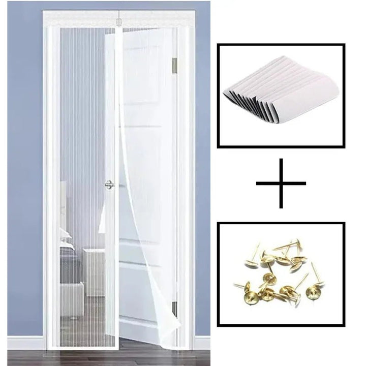 Selbstschließender magnetischer Türvorhang in Anthrazit, ideal als Fliegengitter für Haus & Balkon, einfacher Durchgang.