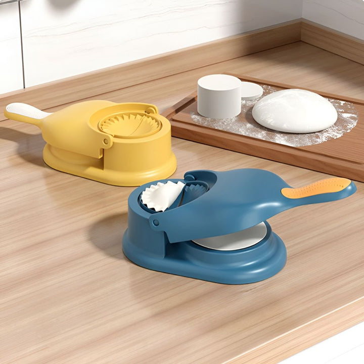 2-in-1 Knödelmaschine aus robustem PP, perfekt zum mühelosen Formen von Teigtaschen und Dumplings.