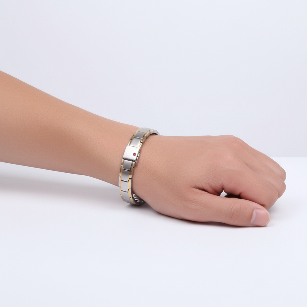Hochwertiges Edelstahl Magnetarmband für Herren. Ein Energiearmband, das tägliches Wohlbefinden und Schmuck verbindet.