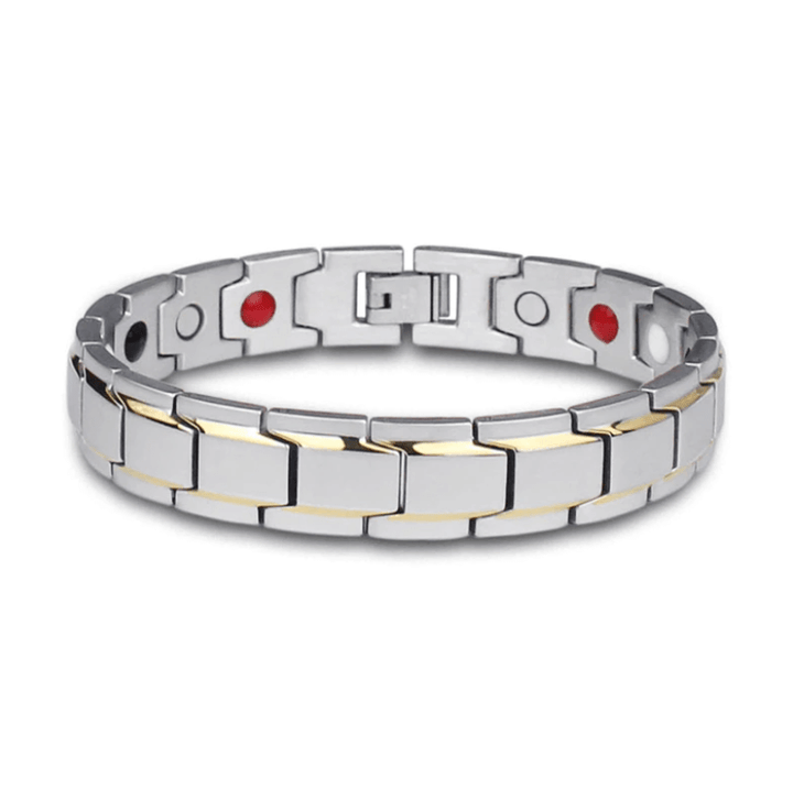Dezentes Herren Energiearmband aus Edelstahl. SlimAura Magnetarmband als täglicher Begleiter für Wohlbefinden.