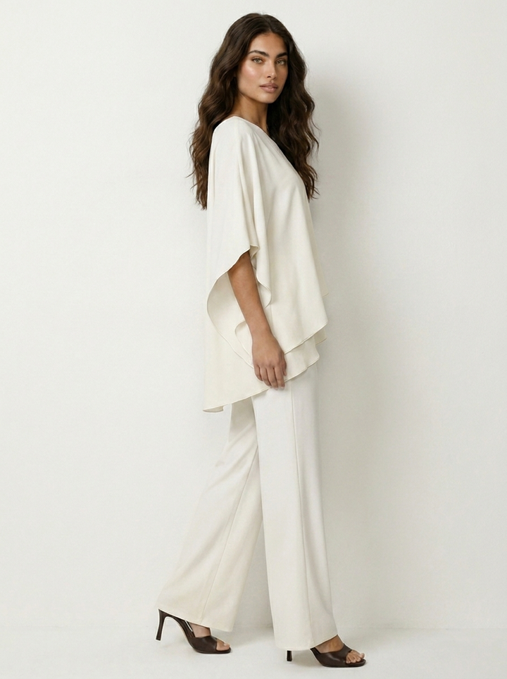 Eleganter Damen Chiffon-Anzug, bequemes Set für Feiern und formelle Anlässe, stilvoll.