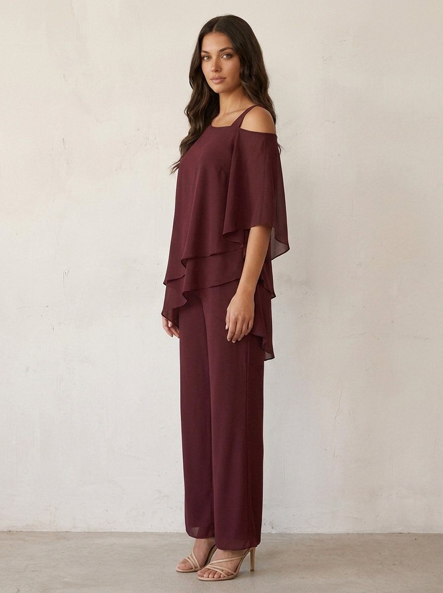 Leichtes Damen Chiffon-Set, eleganter Zweiteiler mit lockerem Schnitt, perfekt für hohen Tragekomfort.