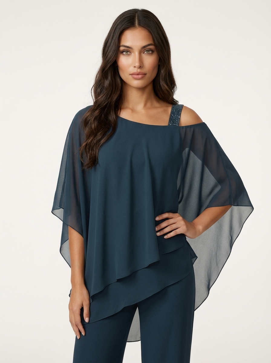 Damen Chiffon-Party-Set, eleganter Zweiteiler für besondere Anlässe im Sommer, bequem.
