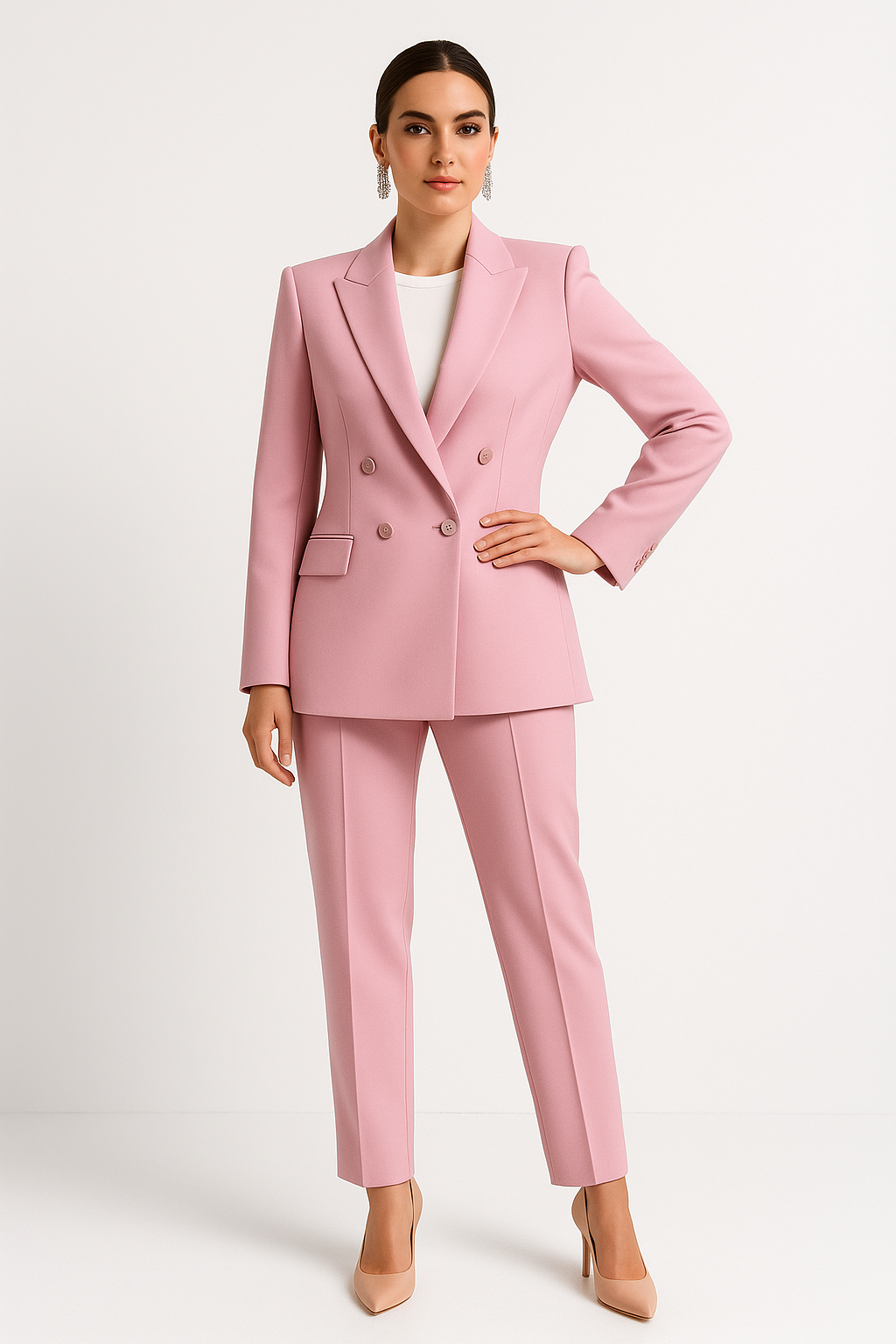 Edles Damen Set: Zweiteiler Blazer & Hose, perfekt für festliche Anlässe oder einen eleganten Abend.