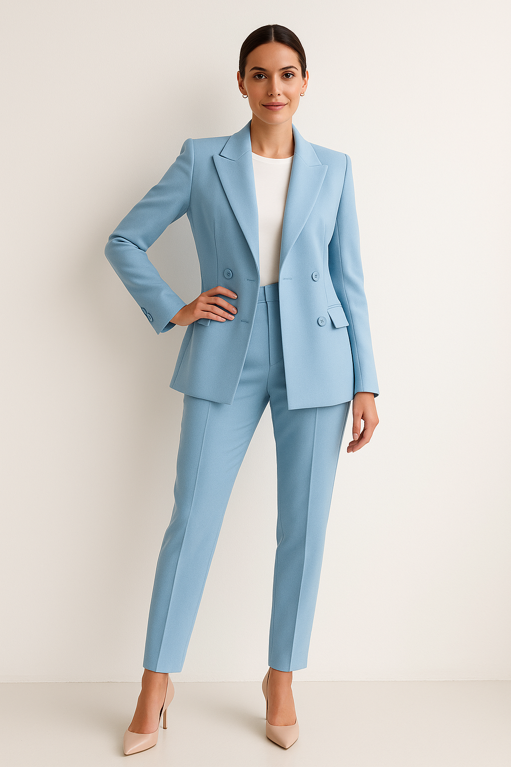 Vielseitiger Damenanzug: Blazer & Hose Zweiteiler, ideal für Büro, Feiern & formelle Events.