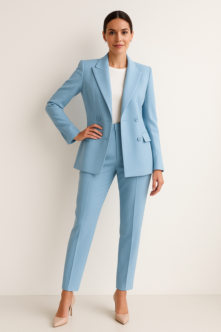 Vielseitiger Damenanzug: Blazer & Hose Zweiteiler, ideal für Büro, Feiern & formelle Events.