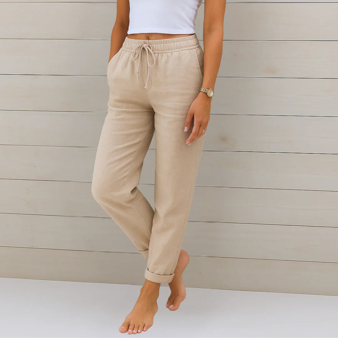 Damen Marlenehose für Sommer mit weitem Bein, sanftem Stretch. Elegant & komfortabel für Freizeit & Büro.