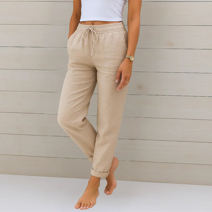 Damen Marlenehose für Sommer mit weitem Bein, sanftem Stretch. Elegant & komfortabel für Freizeit & Büro.