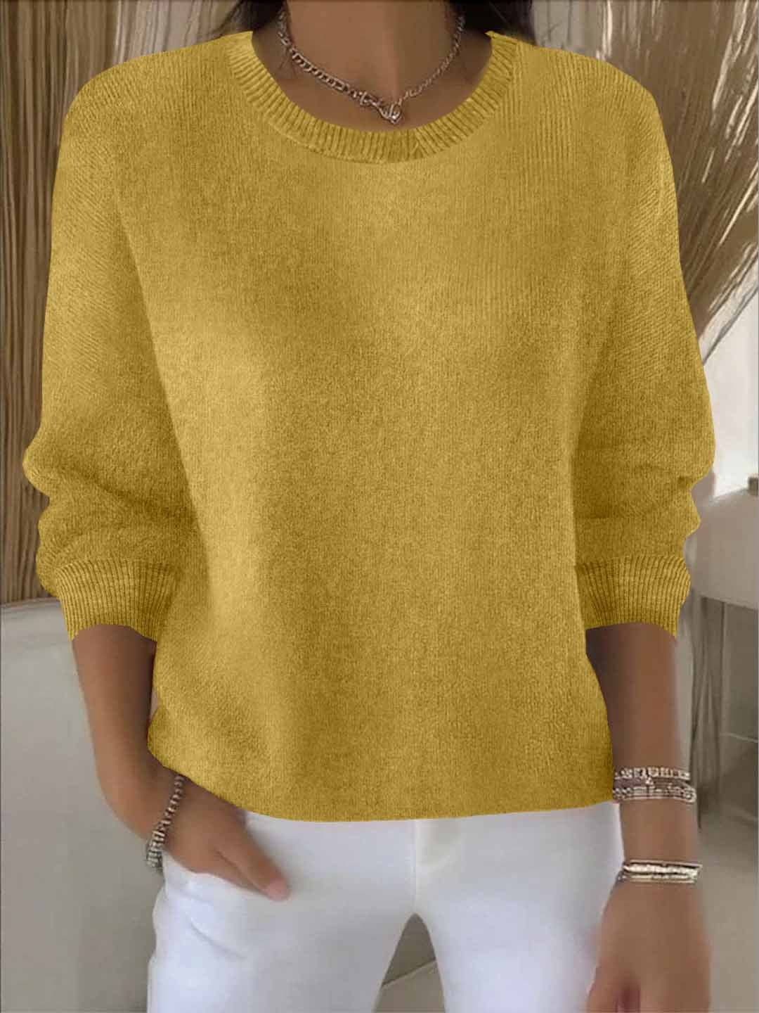 Damen Winter-Strickpullover für gemütlichen Alltags-Komfort. Warmer Langarm-Frauenpullover in Wintermode.