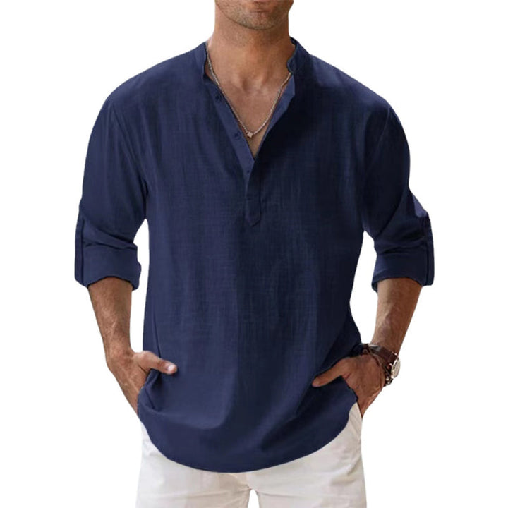 Elegantes Herren Langarm Hemd im Casual-Look; perfekt für Freizeit, Sommer und entspannte Strandoutfits.