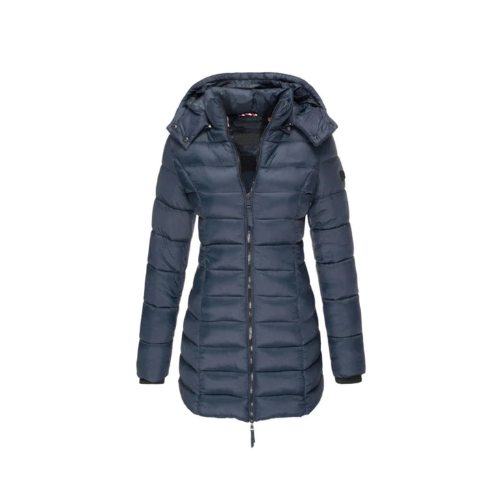 Trendige Damen Winter Pufferjacke, wasserabweisend, warm gefüttert, stylisch für kalte Tage.