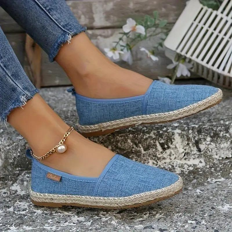 Modische Damen Glitzer-Espadrilles, flache Slip-On Sommerschuhe, perfekt für Urlaub und Freizeit.