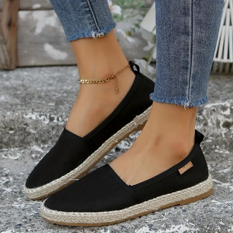 Leichte Damen Espadrilles, Slip-On Design mit Glitzer, komfortable und flache Sommerschuhe für Frauen.