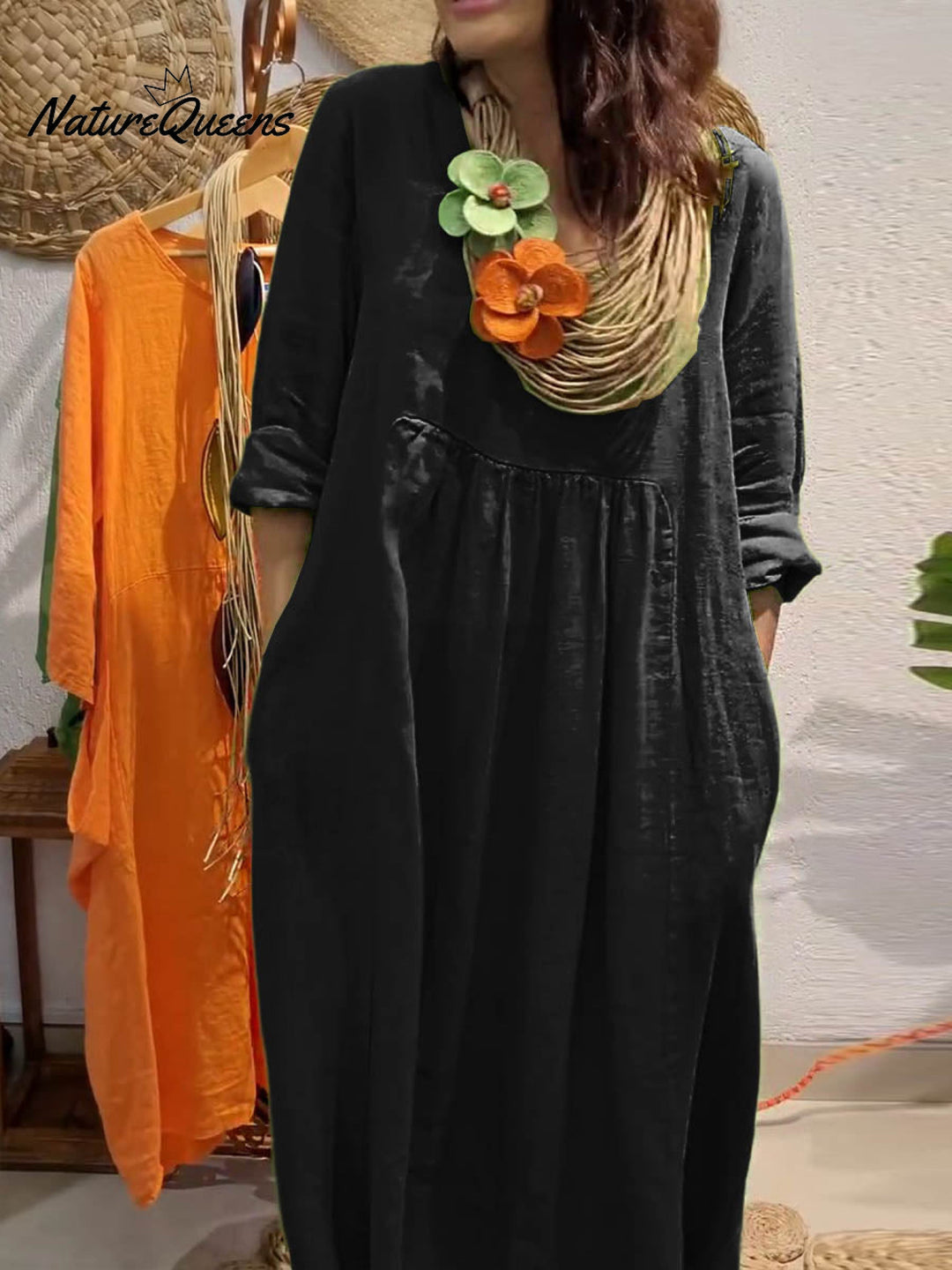 Damen Sommerkleid Evelyn: Vielseitiges, langes Kleid mit bequemer Passform für Alltag, Freizeit und Urlaub.