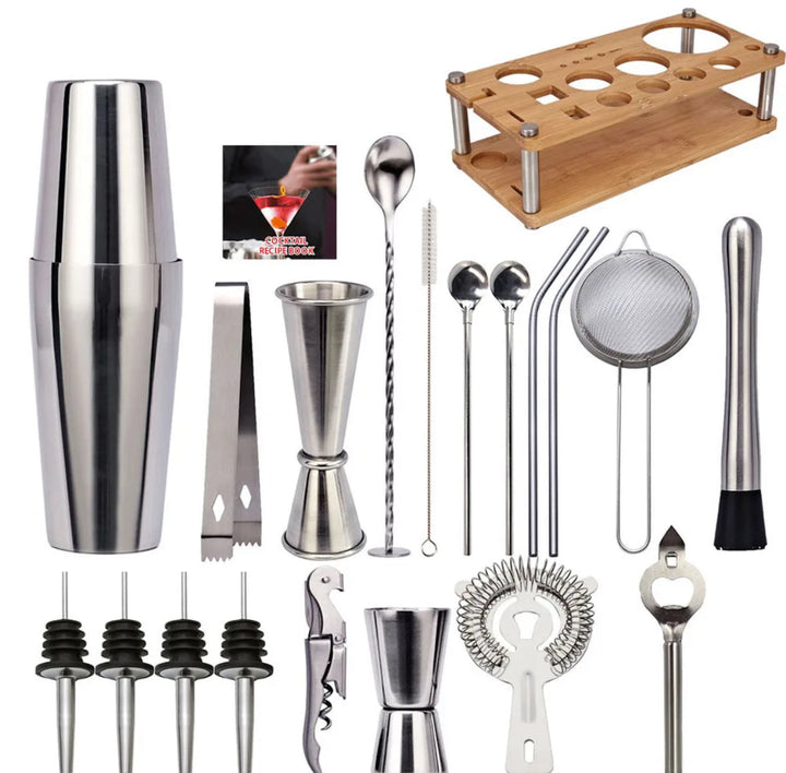Perfektes Geschenk: 23-teiliges professionelles Bartender-Set aus Edelstahl für Cocktail-Liebhaber & Barkeeper.