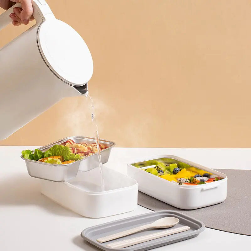 Umweltfreundliche 2-Schicht Edelstahl Lunchbox für nachhaltige Mahlzeiten, ideal für Schul- und Büropausen.