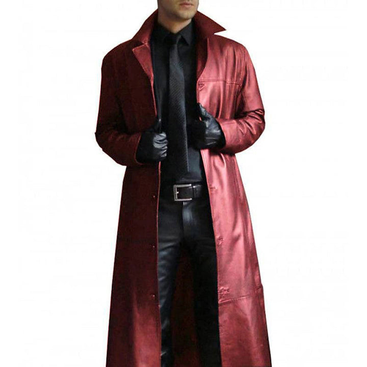Eleganter schwarzer Herren Ledermantel, ideal als Businessmantel. Zeitloses Design für einen modischen Auftritt.