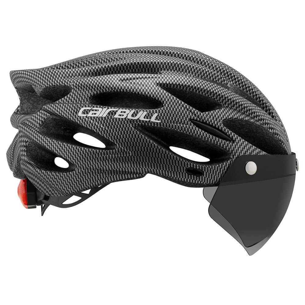 Robuster ProGuard Fahrradhelm unisex mit LED-Rücklicht und Visier, perfekt für alle Radfahrer und Touren.