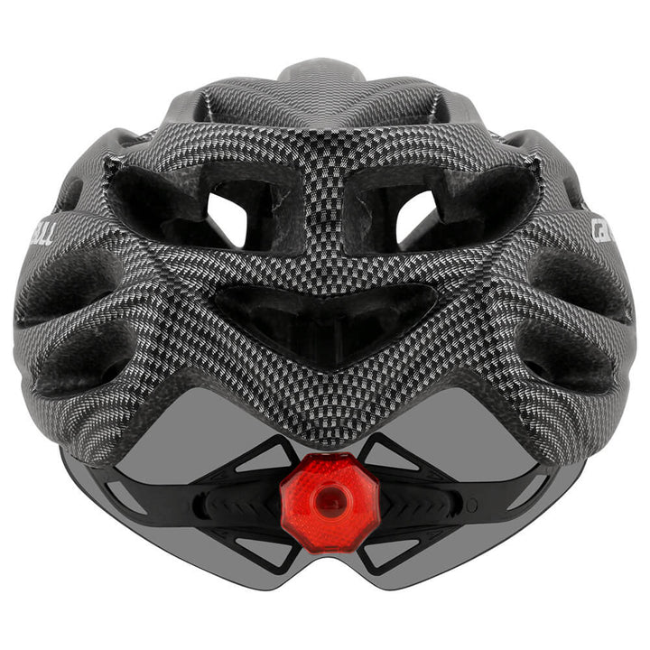 Sicherer ProGuard Fahrradhelm mit LED-Rücklicht und abnehmbarem Visier, ideal für Tages- und Nachtfahrten.