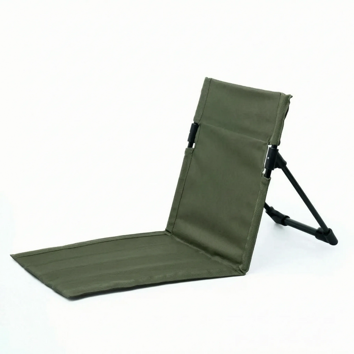 Vielseitiger Bodenstuhl, faltbar & leicht. Ideal für Picknick, Camping & Festival. Einfach zu transportieren mit Rückenlehne.