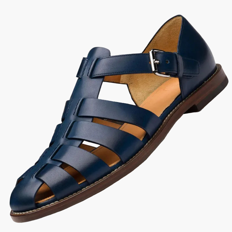 Herren Fischer-Sandalen aus Leder, klassisch & bequem für Sommer & Freizeit, mit Schnallenverschluss.