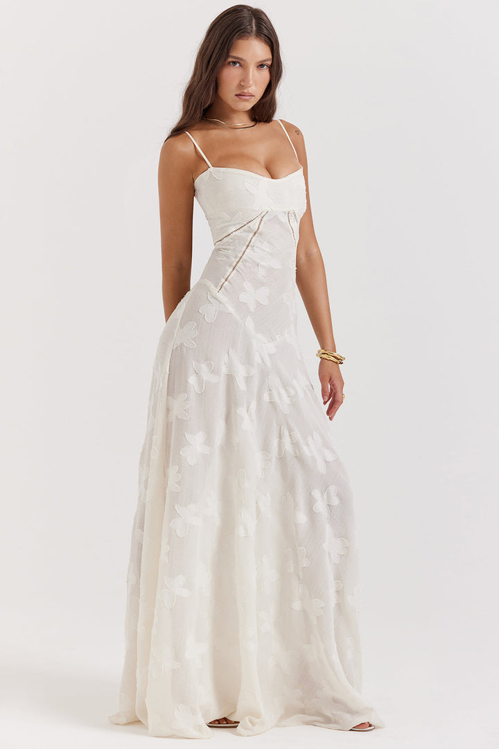 Vintage inspiriertes Damen Festkleid mit Blumenmuster, Korsett-Stil und romantischem Flair für elegante Anlässe.