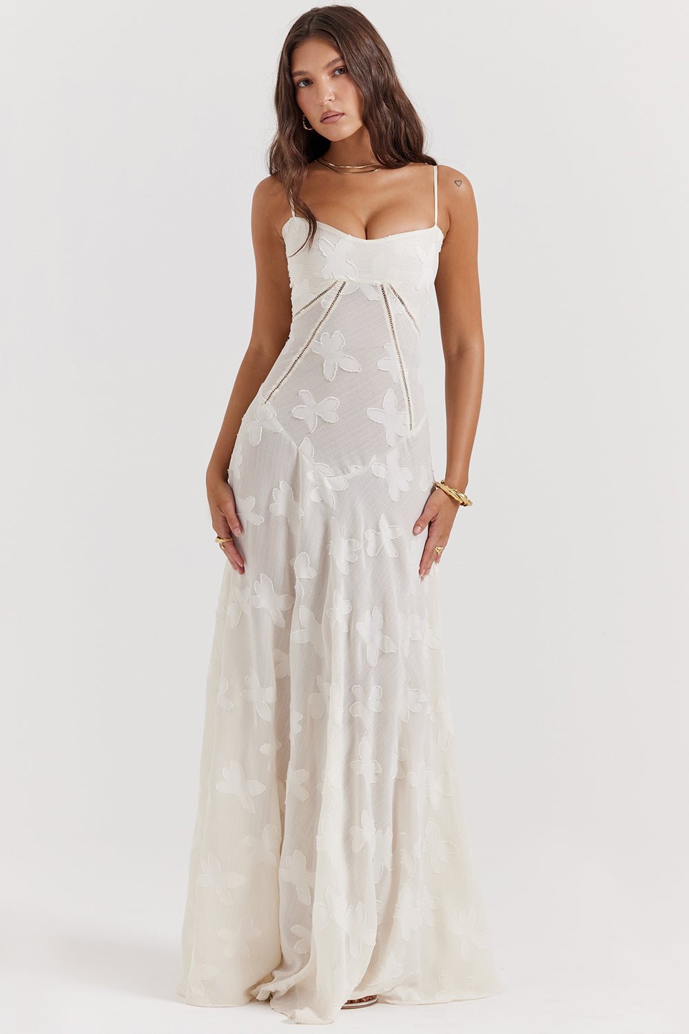 Elegantes Damen Festliches Kleid mit romantischem Blumenmuster und stilvollem Korsett-Rücken für besondere Anlässe.