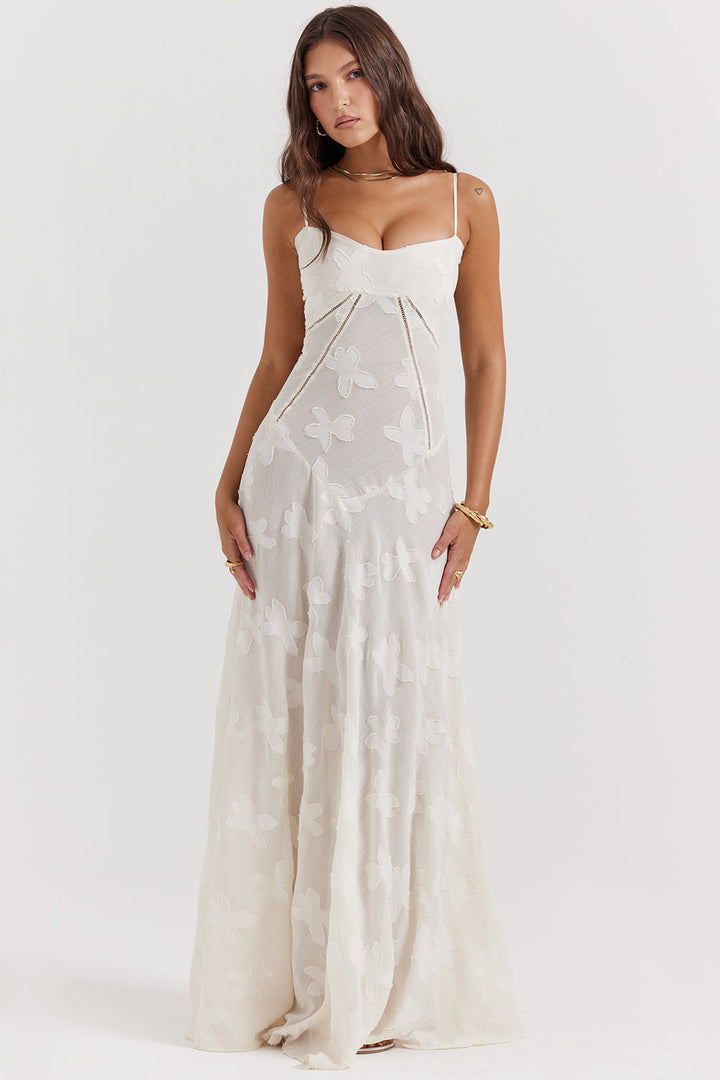 Elegantes Damen Festliches Kleid mit romantischem Blumenmuster und stilvollem Korsett-Rücken für besondere Anlässe.