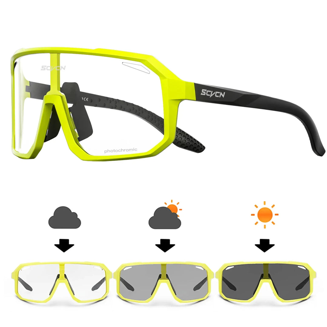 Fahrrad Sonnenbrille mit sicherem Halt und UV400 Schutz, für dynamische Bewegungen beim Radfahren.
