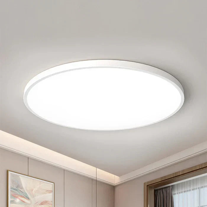 Moderne AuraSphere LED Deckenleuchte, flach, tageslichtweiß. Minimalistische Designlampe für Wohn- & Esszimmer.