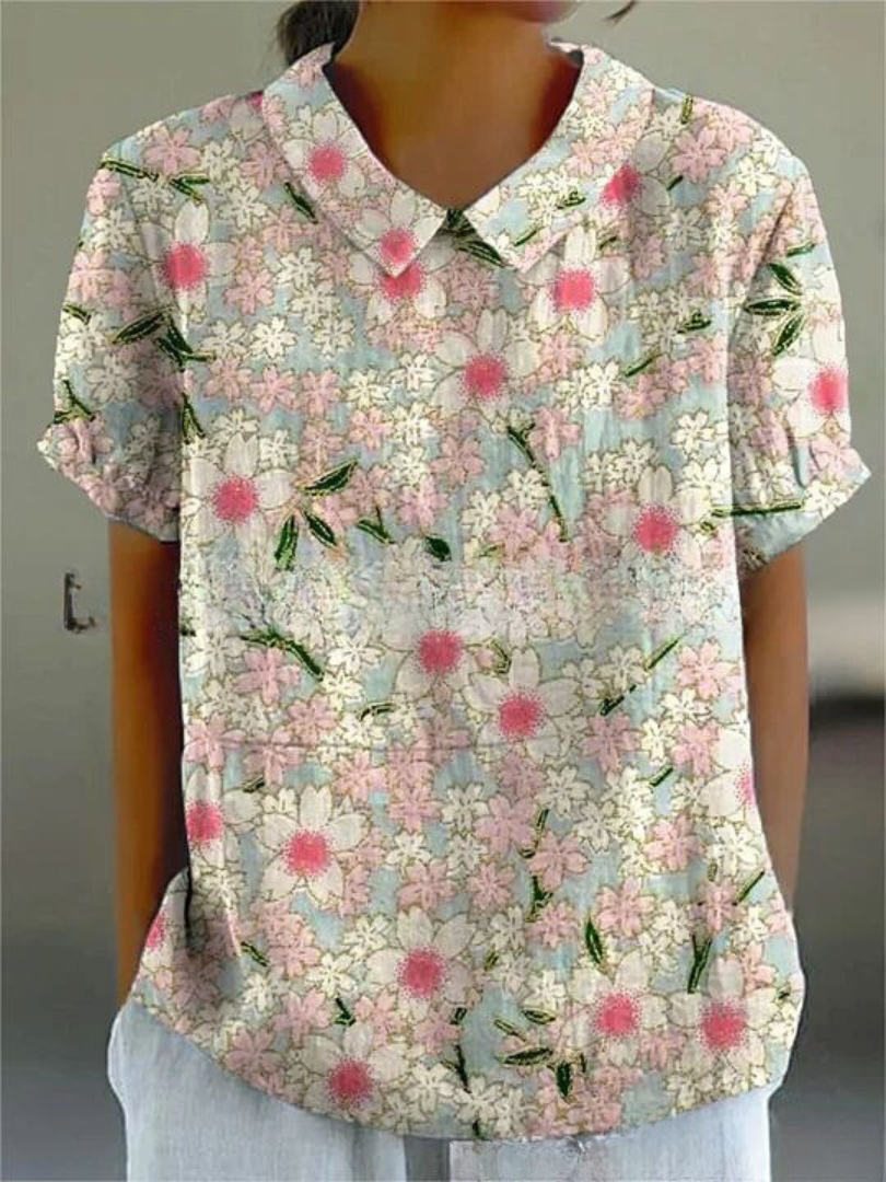 Komfortable Freizeitbluse für Damen, Langarm, mit floralem Design, perfekt für warme Tage.