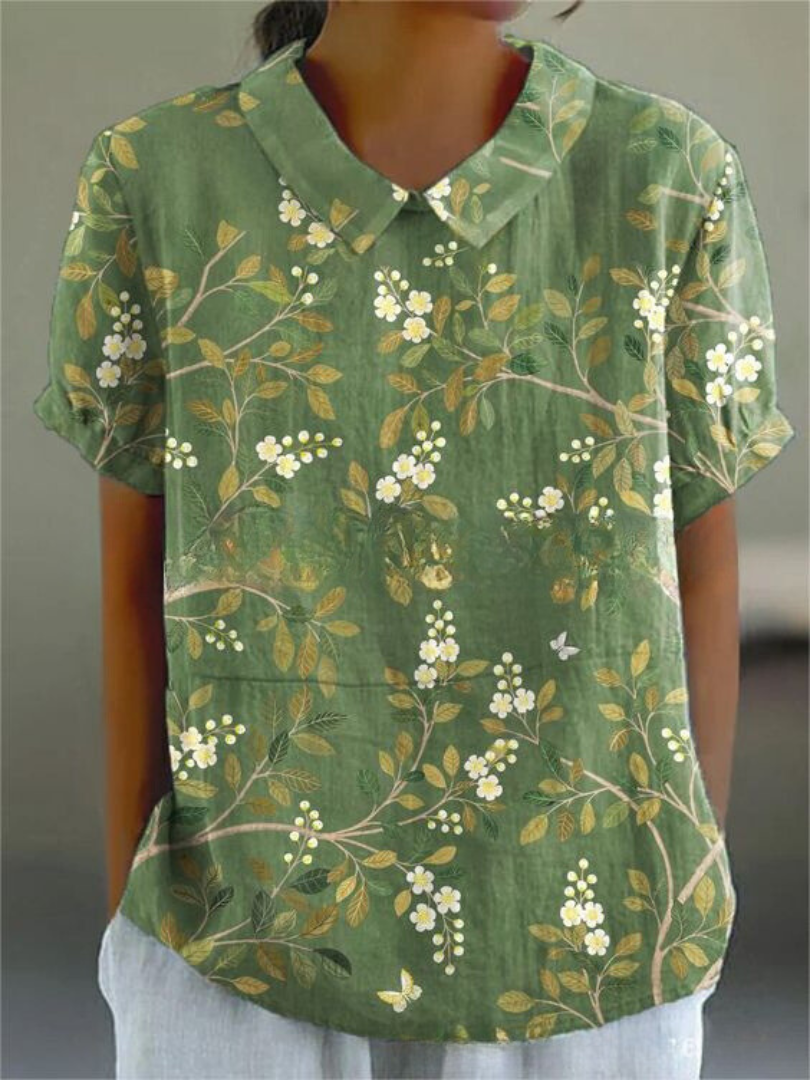 Stylische Damenbluse Langarm, mit zartem Blumendruck, vielseitig kombinierbar im Frühling.